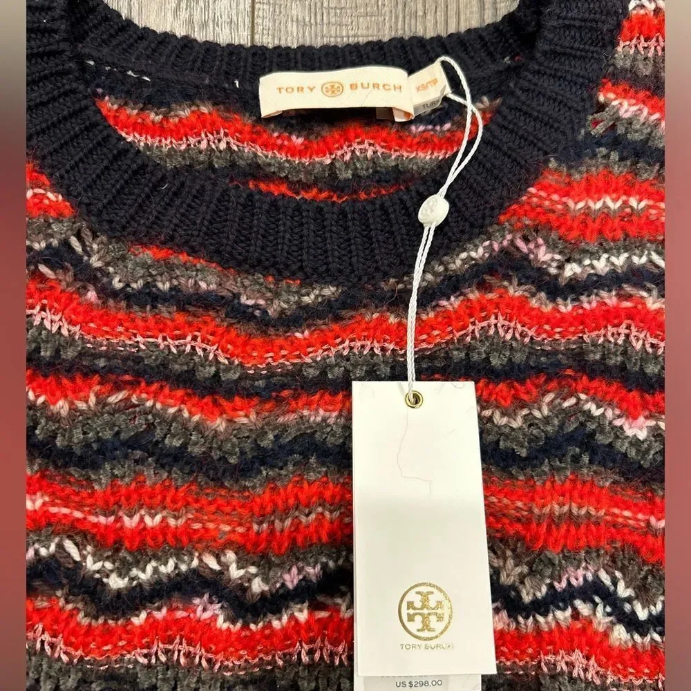 Tory Burch Lurex Stripe Stretch-Mohair Sweater
